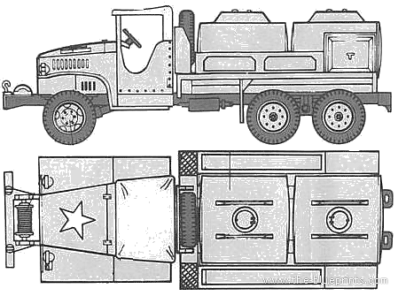 Танк GMC CCKW-353 Gasoline Tanker - чертежи, габариты, рисунки
