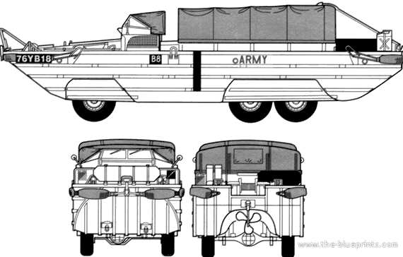 Танк GMC DUKW 353 2.5 ton - чертежи, габариты, рисунки