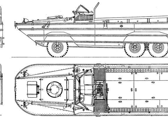 Танк GM DUKW 2.5 ton Amphibious Truck - чертежи, габариты, рисунки