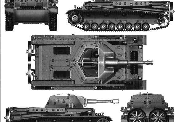Tank GW Heuschrecke IVb Grasshopper leFH18-1 L28 - drawings, dimensions, figures