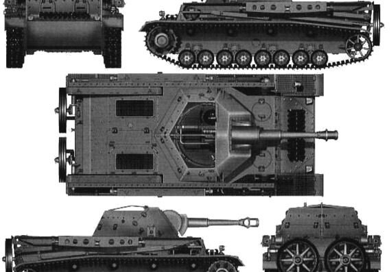 Tank GW IV b (Grasshopper) leFH18-1 L28 - drawings, dimensions, figures