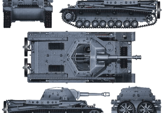 Tank GW IVb (Grasshopper) leFH18-1 L28 - drawings, dimensions, figures
