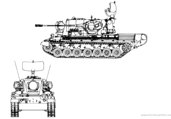 Танк Gepard 35mm SP AAG - чертежи, габариты, рисунки