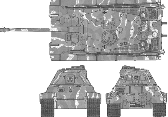 Tank German King Tiger Porsche Turret - drawings, dimensions, pictures