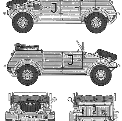 Танк German Kubelwagen Africa-Corps Rommel Field Command Post - чертежи, габариты, рисунки