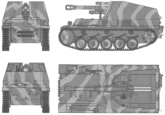 Tank German Self-Propelled Howitzer Wespe - drawings, dimensions, pictures