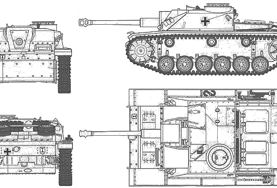 Танк German Sturmgeschutz III Ausf. G Early Version - чертежи, габариты, рисунки