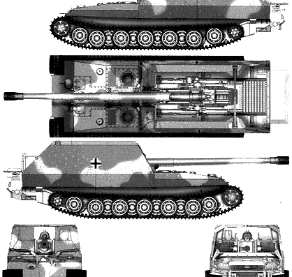 Танк Geschutzwagen Tiger - чертежи, габариты, рисунки