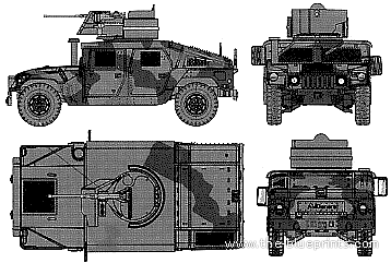 Танк HMMWV M1114 - чертежи, габариты, рисунки