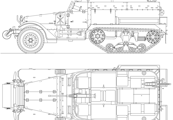 Танк Half-Track Car M2 - чертежи, габариты, рисунки