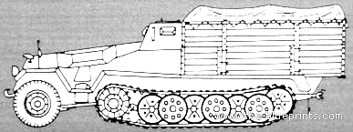 Танк Hanomag Sd.Kfz 251 Ausf.C Pritschenwagen - чертежи, габариты, рисунки