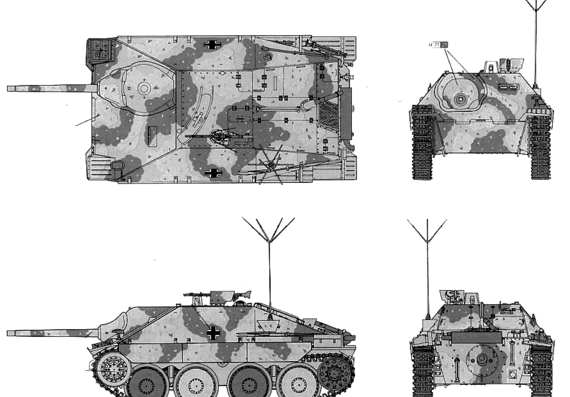 Танк Hetzer 389(t) Command Version - чертежи, габариты, рисунки
