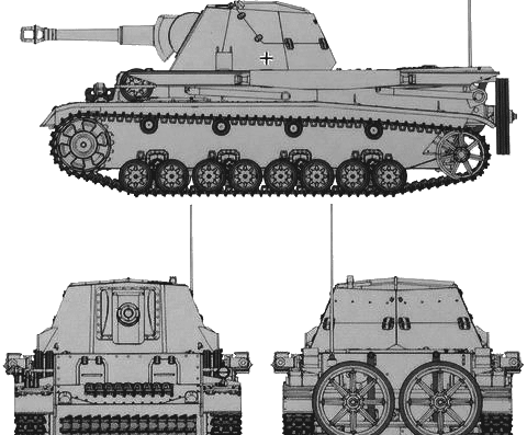 Танк Heuschrecke IVb Grashopper -leFH 18-6 auf Geschutzwg.III - чертежи, габариты, рисунки