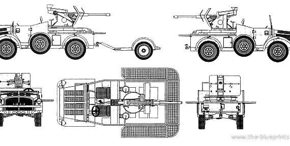 Tank Horch 108 Kfz.70 + 20mm Flak.30 - drawings, dimensions, figures