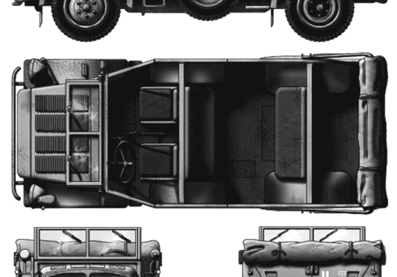 Танк Horch Kfz.15 4x4 Type 1A - чертежи, габариты, рисунки