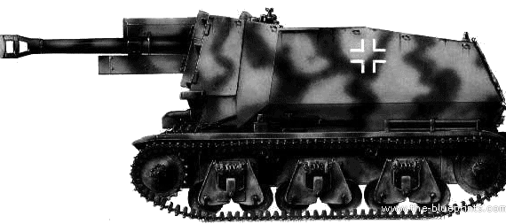 Tank Hotchkiss H39 SPG (France) - drawings, dimensions, pictures