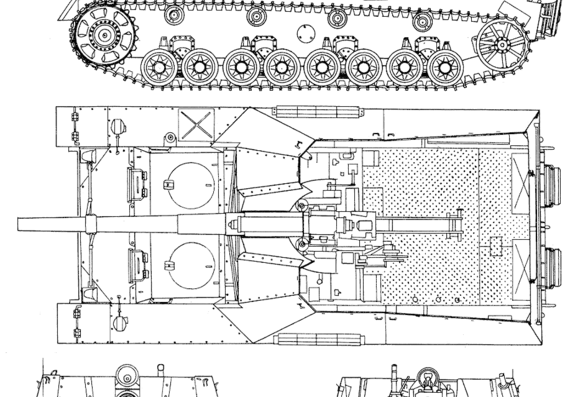 Hummel tank - drawings, dimensions, figures