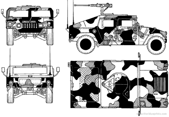 Танк Hummer Humvee - чертежи, габариты, рисунки
