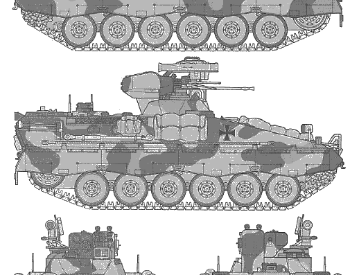 Танк ICV Marder 1A2 Milan - чертежи, габариты, рисунки