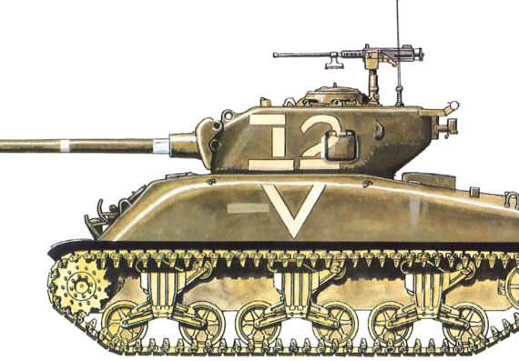 Танк IDF M1 Sherman - чертежи, габариты, рисунки