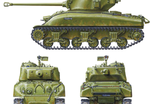 Танк IDF M1 Super Sherman - чертежи, габариты, рисунки