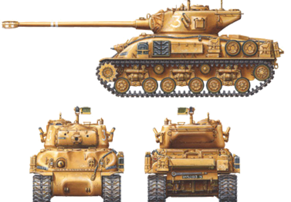 Tank IDF M51 Isherman - drawings, dimensions, figures