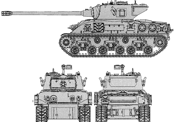 Tank IDF M51 Super Sherman - drawings, dimensions, figures