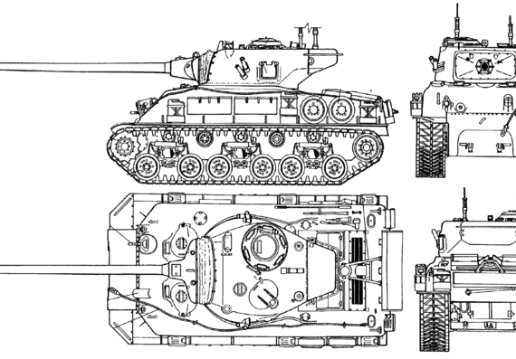 Танк IDF Super Sherman M51HV (Isherman) - чертежи, габариты, рисунки
