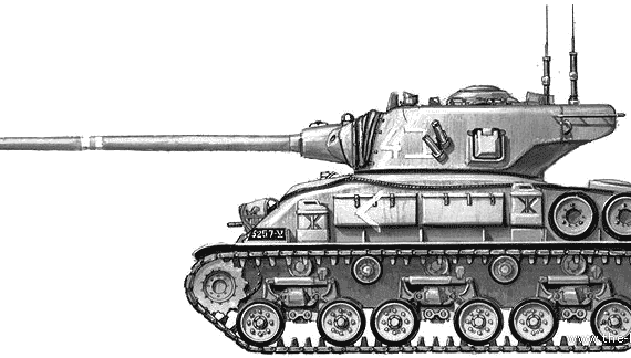 Танк IDF Super Sherman M51 (1967) - чертежи, габариты, рисунки