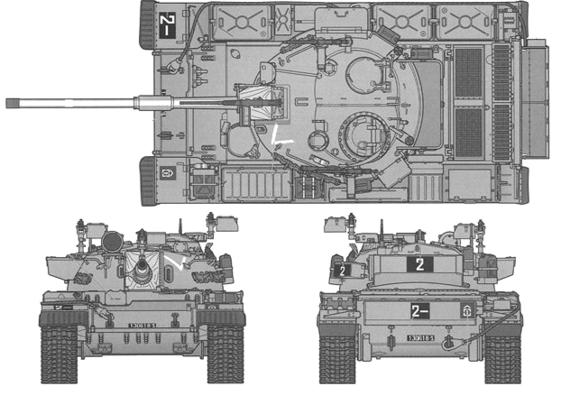 Танк IDF Tiran 5 (T-55 105mm) - чертежи, габариты, рисунки