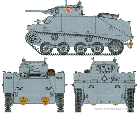 Танк IJA Type 2 Ka-Mi - чертежи, габариты, рисунки