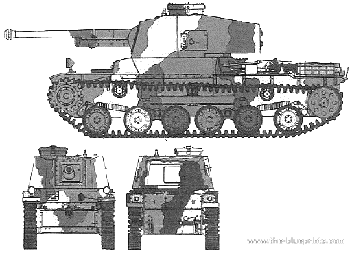 Танк IJA Type 3 Chi-Nu - чертежи, габариты, рисунки