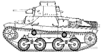 Tank IJA Type 95 Ha- Go - drawings, dimensions, figures