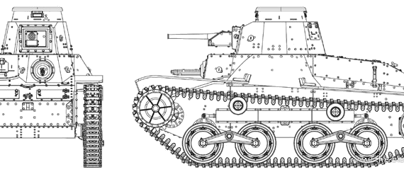 Tank IJA Type 95 Ha Go - drawings, dimensions, figures