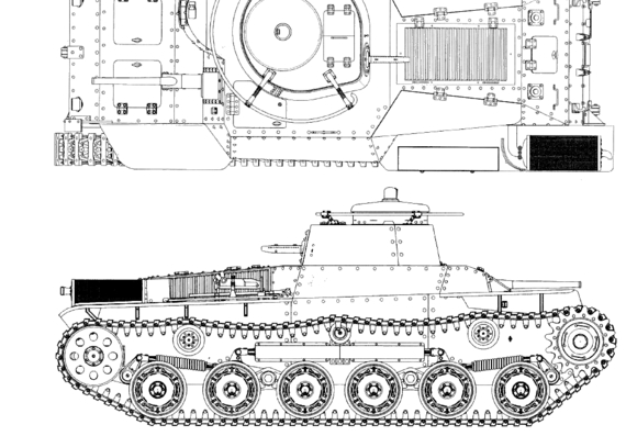 Танк IJA Type 97 Chi-ki Command - чертежи, габариты, рисунки