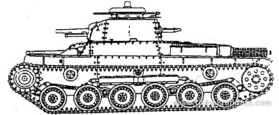 Tank IJA Type 97 Shi-Ki Command Tank - drawings, dimensions, figures