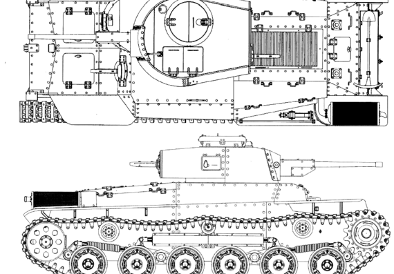Танк IJA Type 97 Shinhoto Chi-Ha - чертежи, габариты, рисунки