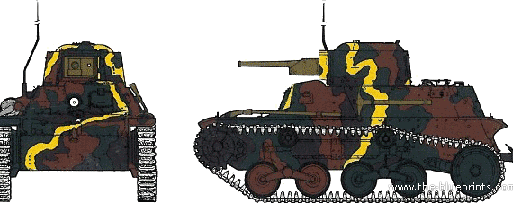 Tank IJA Type 97 Te-Ke - drawings, dimensions, figures