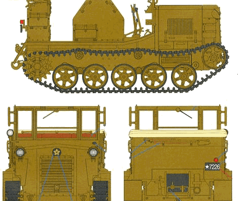 Tank IJA Type 98 4t Tractor - drawings, dimensions, figures