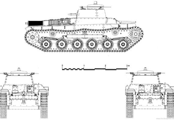 Tank IJN Type 97 Chi-Ha Command - drawings, dimensions, figures