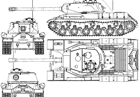 IS-2 Late tank - drawings, dimensions, figures