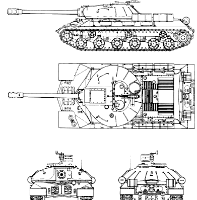 Танк IS-3 Stalin (1945) - чертежи, габариты, рисунки