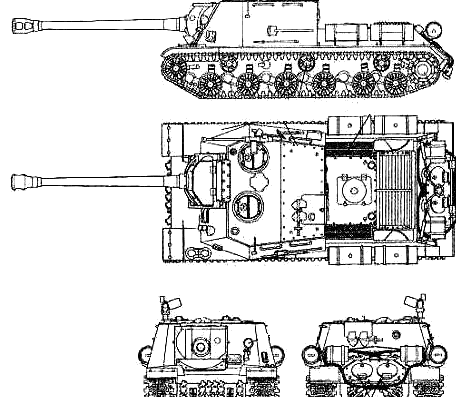 Tank ISU-122S - drawings, dimensions, figures