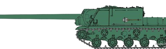 Танк ISU-152-2 BL-10 - чертежи, габариты, рисунки