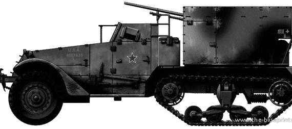 Tank International M5 Halftrack + M15A1 37mm - drawings, dimensions, figures