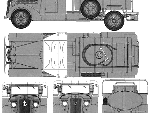 Танк Isuzu TX40 Fuel Truck (1942) - чертежи, габариты, рисунки