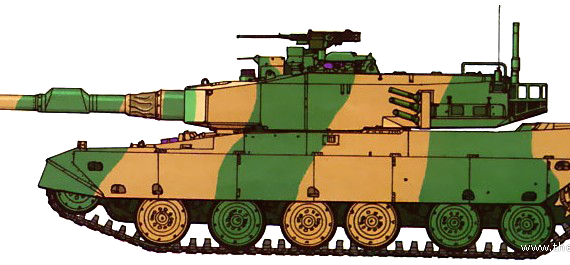 JGDF Type 90 Mitsubishi tank - drawings, dimensions, figures