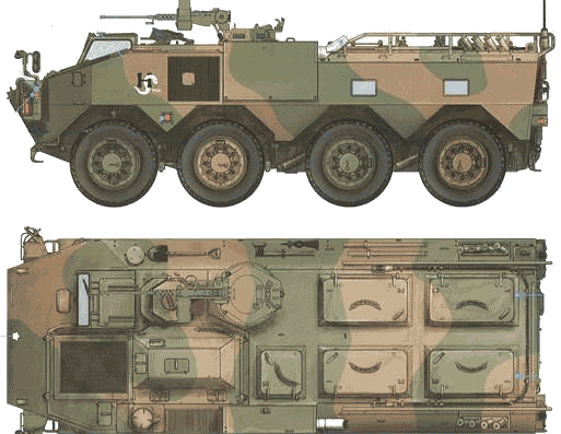 Танк JGSDF 96W Type-B APC - чертежи, габариты, рисунки