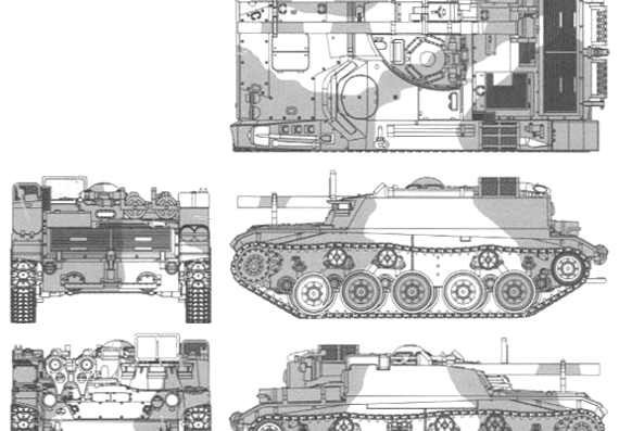 Танк JGSDF Type 60 106mm Self-propelled Recoilless Rifle - чертежи, габариты, рисунки