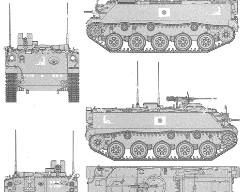 Tank JGSDF Type 60 APC - drawings, dimensions, figures